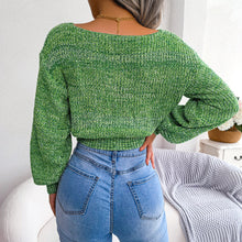 Load image into Gallery viewer, Heathered Surplice Cropped Sweater