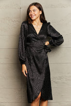 Load image into Gallery viewer, Leopard Surplice Neck Long Sleeve Dress