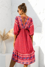 Load image into Gallery viewer, Printed Bohemian V Neck Dress