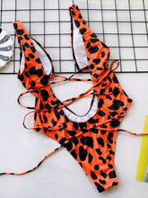 Load image into Gallery viewer, Lace-Up Backless Plunge One-Piece Swimwear