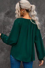 Load image into Gallery viewer, Notched Neck Lantern Sleeve Blouse