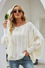 Load image into Gallery viewer, Openwork Boat Neck Dolman Sleeve Sweater
