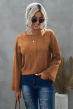 Load image into Gallery viewer, Openwork Flare Sleeve Pullover Sweater