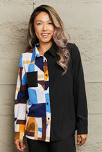 Load image into Gallery viewer, Contrast Printed Long Sleeve Collared Neck Shirt
