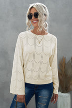 Load image into Gallery viewer, Openwork Flare Sleeve Pullover Sweater