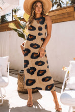 Load image into Gallery viewer, Leopard Round Neck Sleeveless Midi Dress