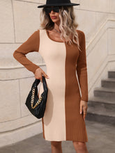 Load image into Gallery viewer, Contrast Slit Sweater Dress