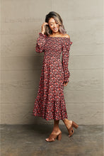 Load image into Gallery viewer, Off-Shoulder Long Sleeve Midi Dress