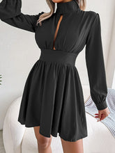 Load image into Gallery viewer, Cutout Turtleneck A-Line Mini Dress