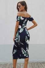 Load image into Gallery viewer, Printed Off-Shoulder Split Dress