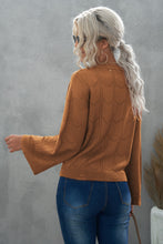 Load image into Gallery viewer, Openwork Flare Sleeve Pullover Sweater