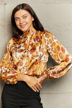 Load image into Gallery viewer, Printed Mock Neck Long Sleeve Blouse
