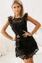 Load image into Gallery viewer, Round Neck Cap Sleeve Lace Mini Dress
