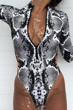 Load image into Gallery viewer, Snake Print Zipper Cut-Out Wetsuit
