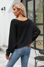 Load image into Gallery viewer, Boat Neck Horizontal Ribbing Dolman Sleeve Sweater
