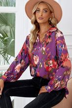 Load image into Gallery viewer, Printed Johnny Collar Raglan Sleeve Blouse
