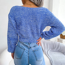 Load image into Gallery viewer, Heathered Surplice Cropped Sweater
