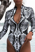 Load image into Gallery viewer, Snake Print Zipper Cut-Out Wetsuit
