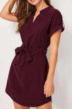 Load image into Gallery viewer, Tied Notched Short Sleeve Dress

