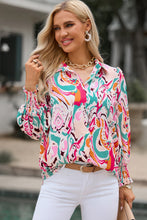 Load image into Gallery viewer, Printed Puff Sleeve Collared Blouse
