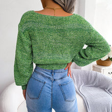 Load image into Gallery viewer, Heathered Surplice Cropped Sweater
