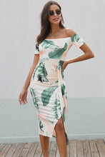 Load image into Gallery viewer, Printed Off-Shoulder Split Dress
