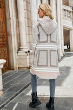 Load image into Gallery viewer, Printed Open Front Hooded Longline Cardigan
