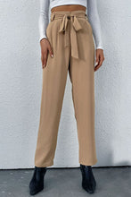 Load image into Gallery viewer, Belted Straight Leg Pants with Pockets

