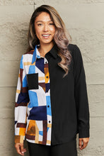 Load image into Gallery viewer, Contrast Printed Long Sleeve Collared Neck Shirt
