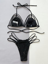 Load image into Gallery viewer, Glitter Halter Neck Strappy Two-Piece Bikini Set
