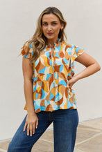 Load image into Gallery viewer, And The Why Full Size Printed Ruffle Baby Doll Top
